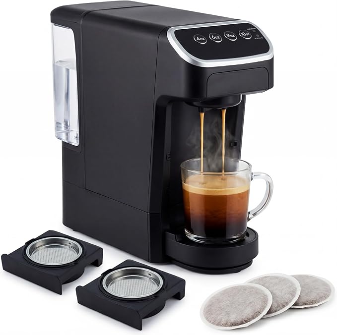 Coffee Machine – Compatible with Senseo Pods – Fast Brewing Single-Serve Coffee Maker with Rich Flavor Extraction Crema Layer Space-Saving Sleek Design Barista-Quality Taste