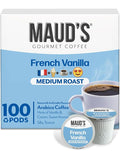Maud's French Vanilla Coffee Pods 100 ct Medium Roast Coffee in Single Serve Pods – 100% Arabica Coffee Compatible with Keurig K Cups Maker