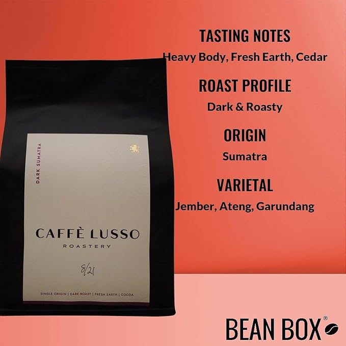 Dark Sumatra - Roasted by Caffe Lusso Roastery - Whole Bean Coffee - 12 Ounce Bag