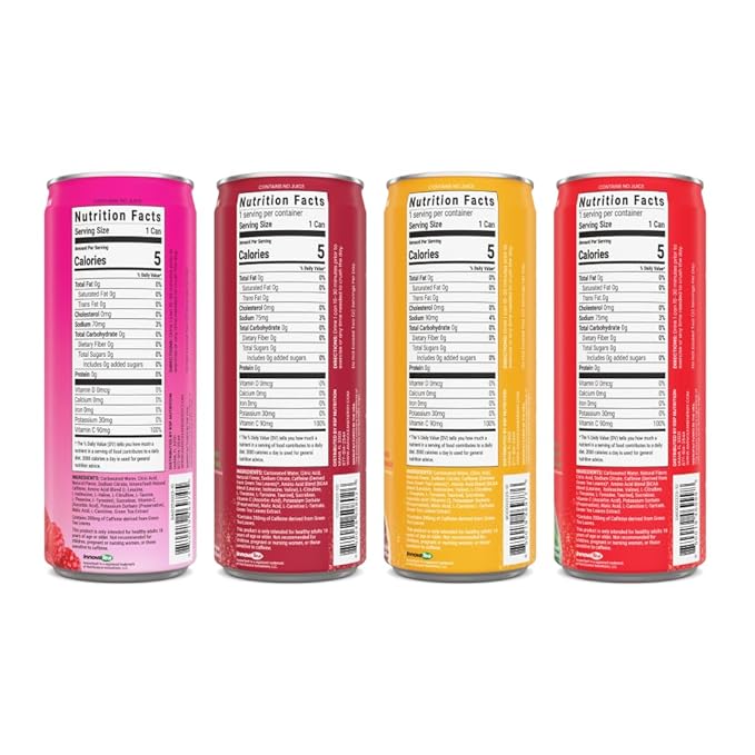 AminoLean Energy Drink – Sugar Free Amino Energy with Natural Caffeine &amp Vegan Amino Acids for No Jitters Tingles or Crash Variety 12 Pack