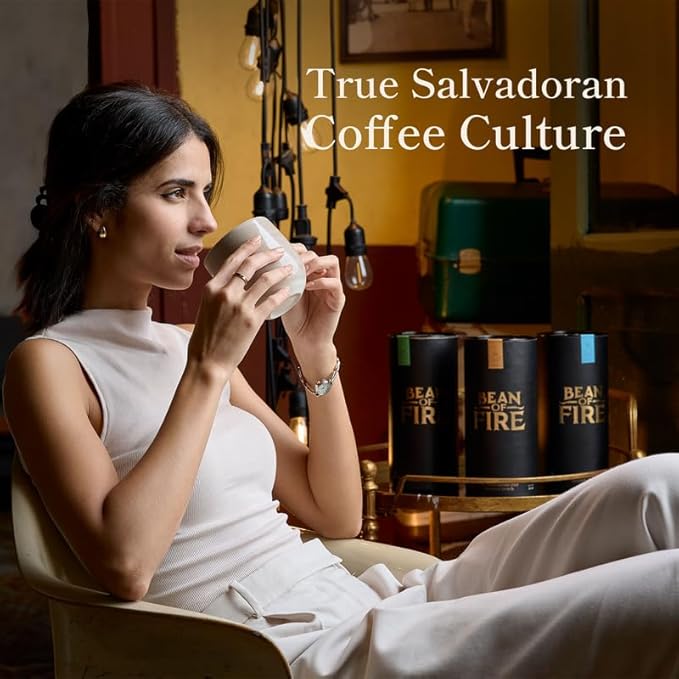 Bean of Fire El Salvador Red Bourbon Honey Ground Coffee – Medium Roast Single Origin Specialty Smooth &amp Fruity Cup (16 oz)