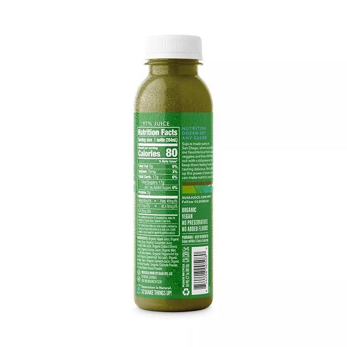 Suja Organic Vegan Mighty Dozen - Non-GMO Project Verified - Gluten and Dairy free - No Preservatives and Flavors Added - Ready Set Gourmet Donate a Meal Program - 6 Pack (12oz Each)