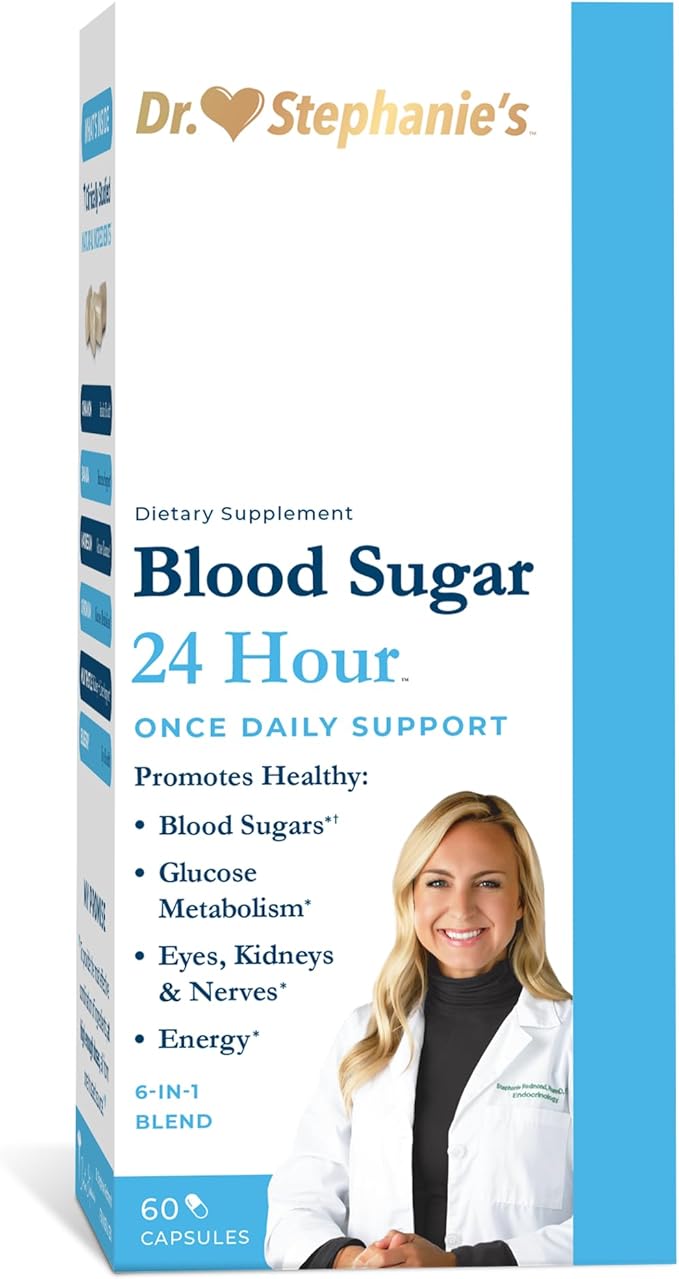 Blood Sugar 24 Hour - 6 in 1 Formula with Cinnamon Banaba Chromium Milk Thistle &amp More - Once Daily Supplement