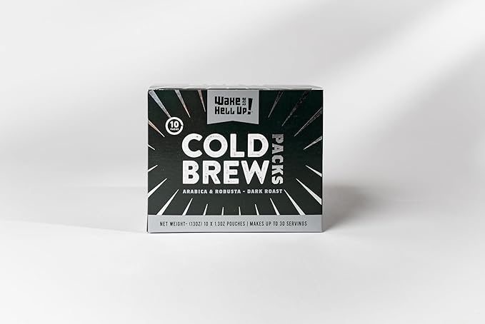 Wake The Hell Up! Ultra-Caffeinated Cold Brew Steeping Pouches Ultra-Caffeinated Coffee10 Count 1.3 oz Pouches