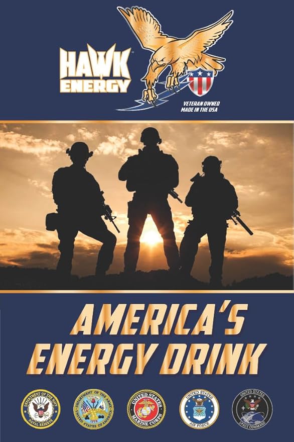 HAWK ENERGY ULTRA - Premium Sugar Free Energy Drink - 12 Pack - LIGHTNING LEMONADE - Focus and Power - 5000mg Creatine 300mg Caffeine BCAA's B6/B12 Taurine and L-Carnitine 100% Veteran Owned and