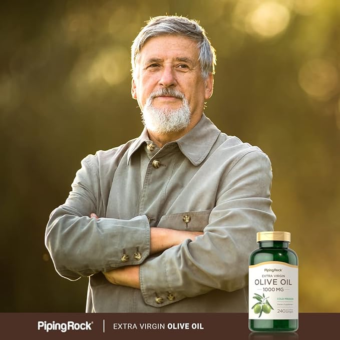 Piping Rock Olive Oil Softgel Capsules | 1000mg | 240 Pills | Organic Extra Virgin Cold Pressed Supplement | Gluten Free Non-GMO