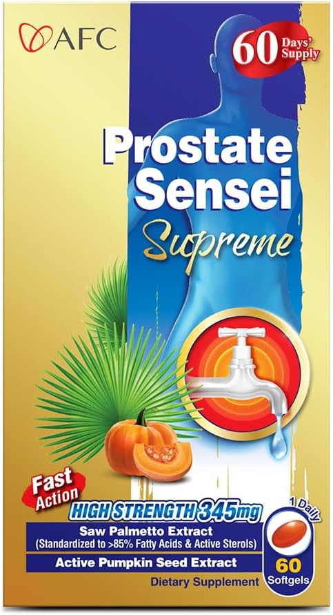 AFC Japan Prostate Sensei Supreme – Saw Palmetto Supplement for Men with Fatty Acids &amp Sterols – Supports Urinary Flow Bladder Function Hair Health – Natural Prostate Support Formula 2 Month Su