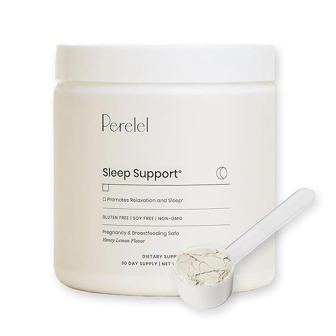 Perelel Sleep Support Magnesium Powder Blend with Lemon Balm Relaxing Herbal Formula Soy &amp Gluten Free Non GMO Honey Lemon Flavor 2.43 Oz