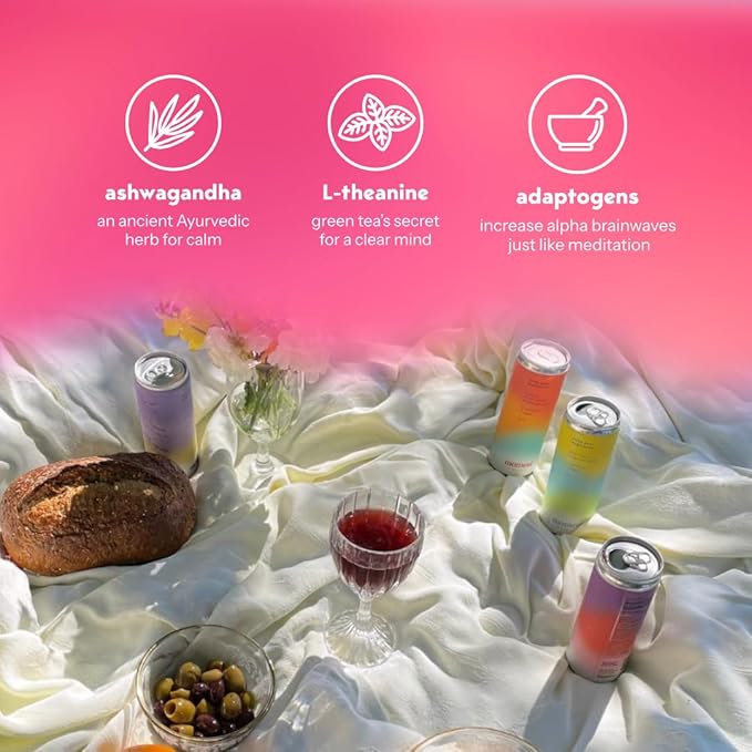 Drink Your Meditation Mocktails Non Alcoholic Drinks (Shark Tank) | SPARKLING Adaptogen Drink | L-Theanine &amp Ashwagandha for Calm &amp Clarity | 0 Added Sugar 0 Caffeine (Variety) Mocktails 11.