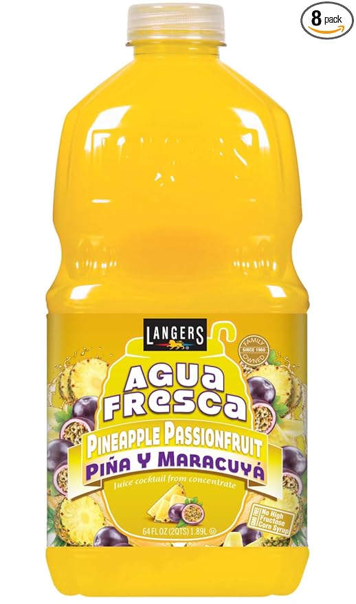 Langers Agua Fresca Pineapple Passionfruit 64fl oz (Pack of 8)