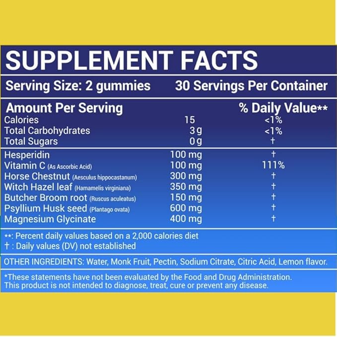 Hemorrhoid Treatment to Reduce Re-occurrences &amp Easier Regularity with Stool Softener | 7 Clinically Studied hemorrhoid Ingredients | Plant-Based Sugar Free Lemon 60 Vegan Gummies