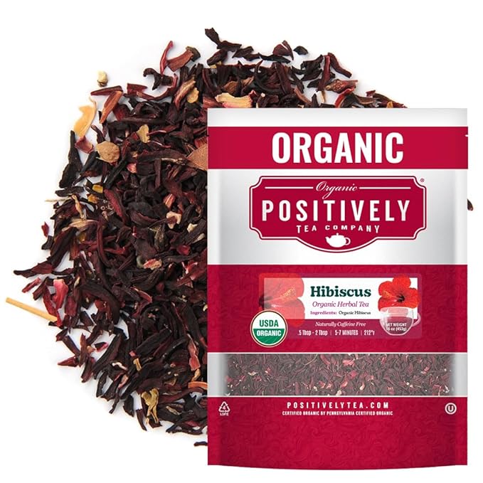 Organic Positively Tea Company Hibiscus Herbal Tea Loose Leaf 16 Ounce