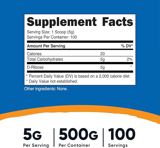 Nutricost D-Ribose Powder 500 Grams - 5000mg Per Serving Non-GMO (500 G (2 Pack))