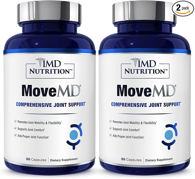 1MD Nutrition MoveMD - Joint Health Supplement - Doctor Formulated | with Collagen Astaxanthin and More | 30 Capsules (2-Pack)