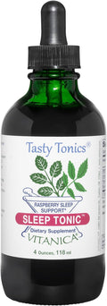 Vitanica Sleep Tonic Natural Liquid Sleep Aid Supplement Dr. Formulated Relaxation and Calm Support for Adults Stress Relief Valerian Root Lemon Balm Passion Flower Vegan 4 Ounce
