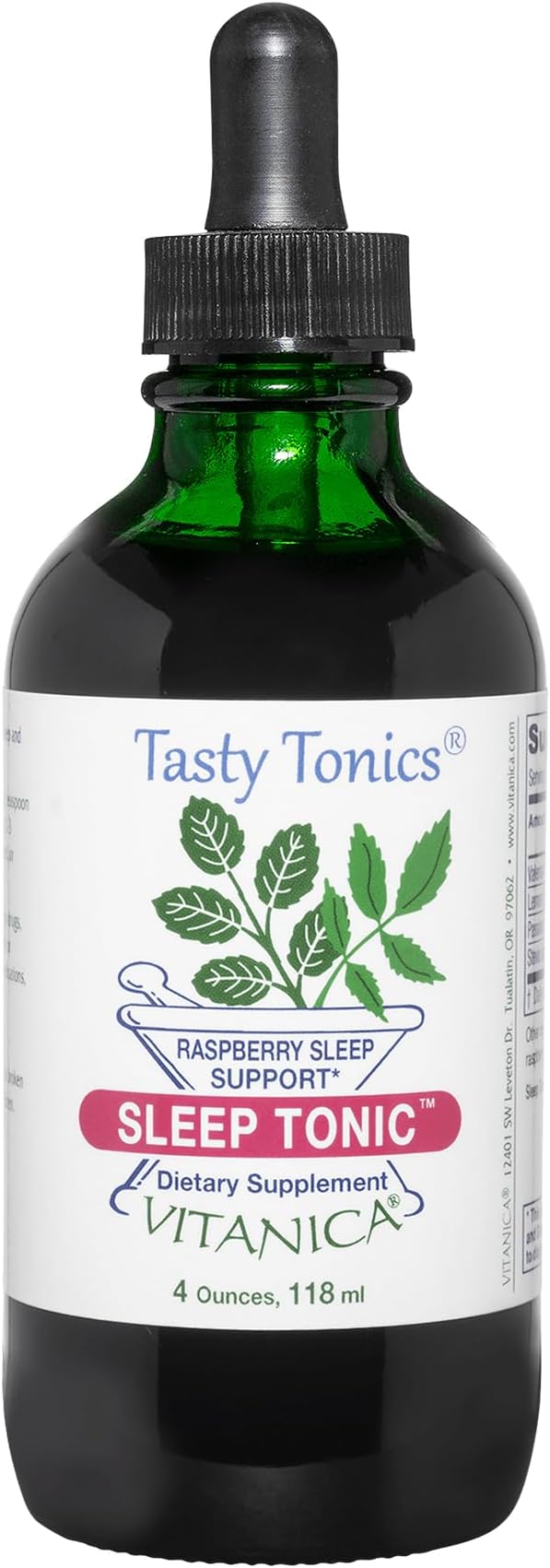Vitanica Sleep Tonic Natural Liquid Sleep Aid Supplement Dr. Formulated Relaxation and Calm Support for Adults Stress Relief Valerian Root Lemon Balm Passion Flower Vegan 4 Ounce