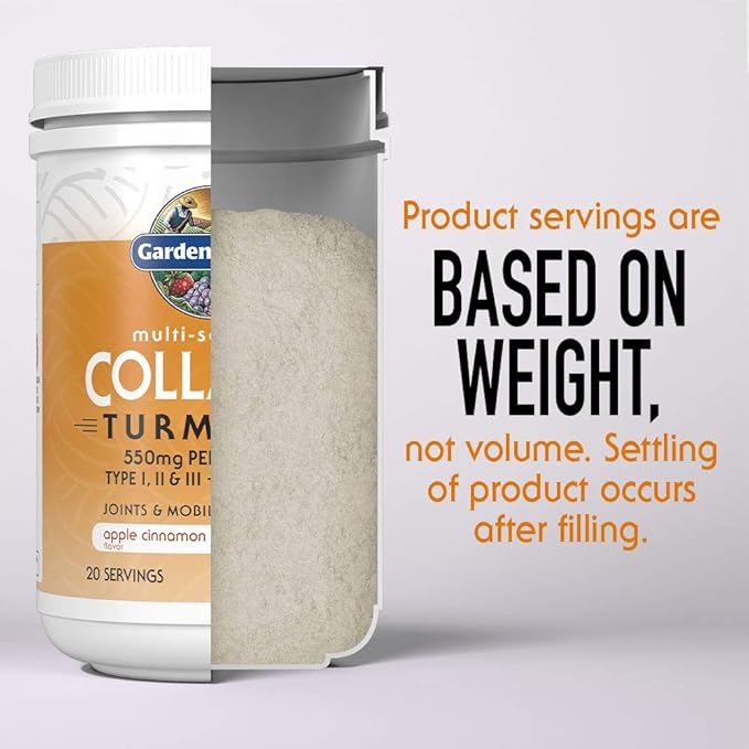 Garden of Life Multi-Sourced Collagen Peptides + Turmeric Powder - Apple Cinnamon 20 Servings for Women Men Joints Mobility Hydrolyzed Collagen Protein Powder Supplements