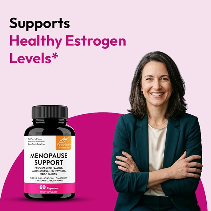 Complete Menopause Support Supplement For Women | With Ashwagandha Black Cohosh Dong Quai &amp Muira Puama | Helps Easing Hot Flashes Night Sweats Mood Swings Hormone Balance &amp Harmony | 180 Ca
