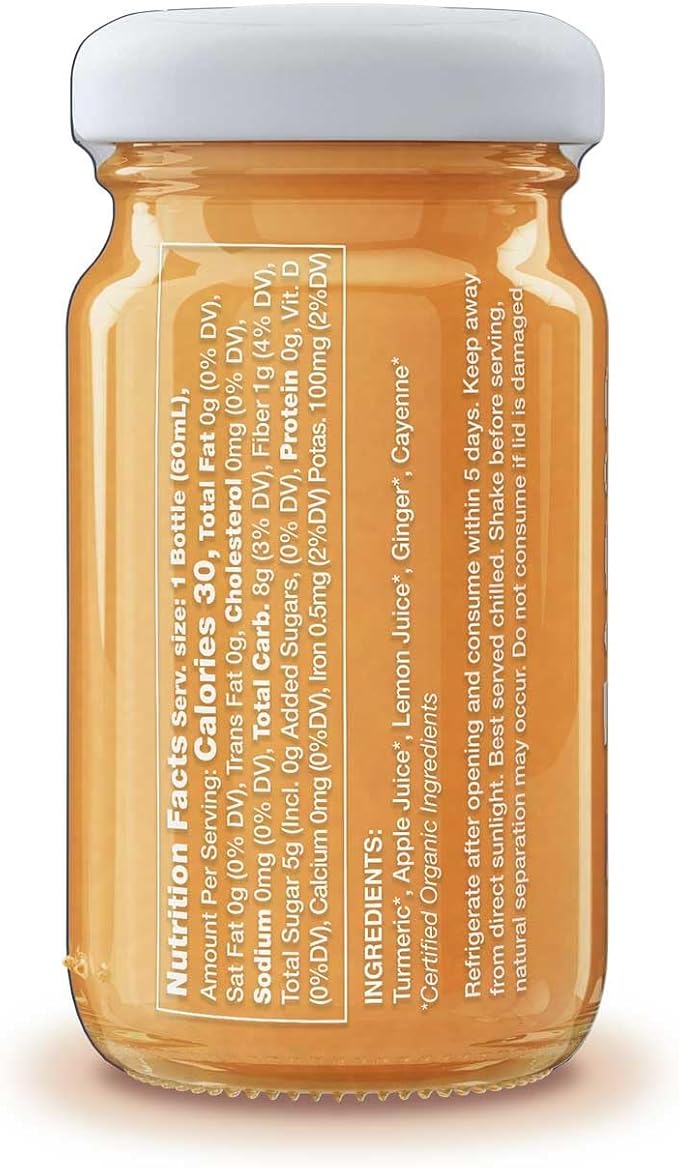 ALLWELLO Cold-Pressed Turmeric Shot 60 mL USDA Organic Immune Booster with Natu-RAL (12 PK Turmeric)