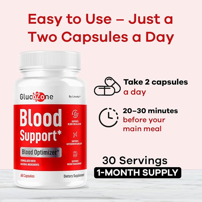 GlucoZone Blood Support - GlucoZone Capsules Support Optimizer Supplement All Natural Advanced Formula Pills Premium Vitamins for Health &amp Wellness 60 Capsules for 1 Month