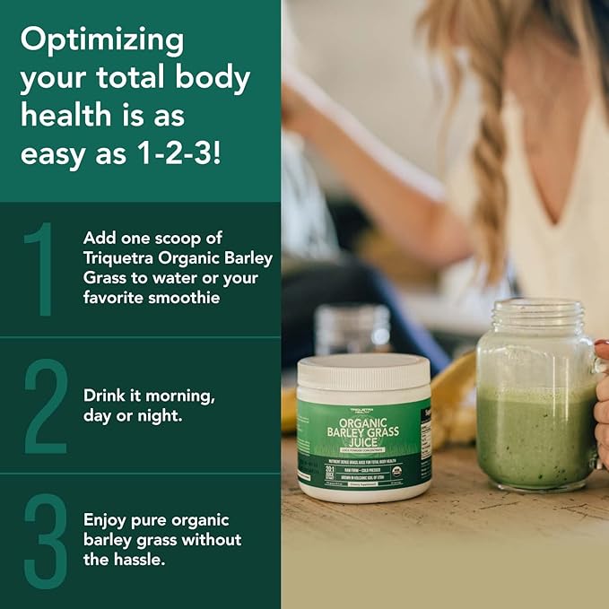 Organic Barley Grass Juice Powder - Grown in Volcanic Soil of Utah - Raw &amp BioActive Form Cold-Pressed then CO2 Dried – Gluten Free GMO free Vegan - Complements Wheatgrass Juice Powder - 5.3 oz