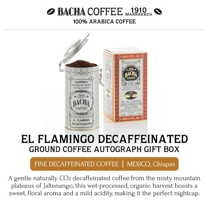 Bacha Coffee | El Flamingo Single Origin Decaffeinated Coffee Autograph Collection 100% Arabica Specialty Coffee Ground Beans Medium Dark Roast 250g &amp Bacha Coffee | 100% Cotton Filter Bundle