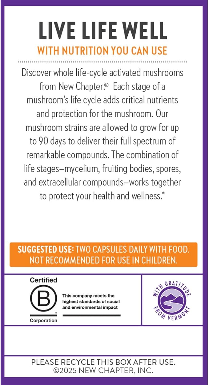 New Chapter Reishi Mushroom - LifeShield Reishi for Healthy Aging + Organic Reishi Mushroom + Vegan + Non-GMO Nootropic Ingredients - 60 ct