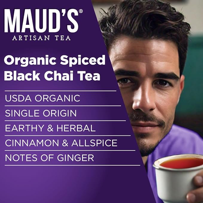Maud's Organic Chai Tea Pods 48 ct Single Serve Tea Pods – 100% Gourmet Blended Tea Leaves Compatible with Keurig K Cups Maker