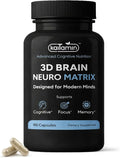 Brain Neuro Matrix – Memory &amp Focus Nootropic with Ginkgo Biloba &amp Huperzine A – Caffeine-Free Vegan Brain Supplement for Clarity Focus &amp Mood – 90 Capsules (3-Month Supply)