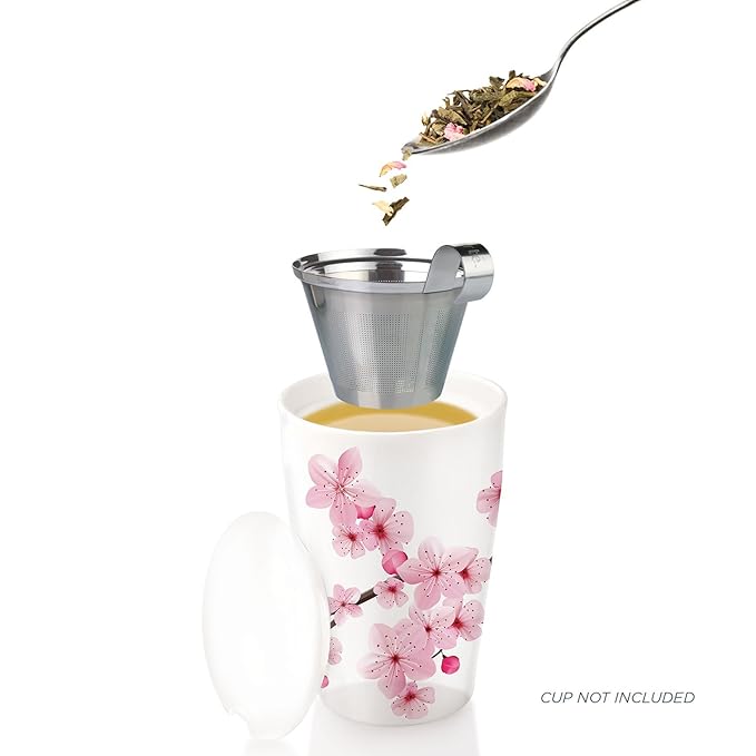 Tea Forte Cherry Blossom Premium Loose Leaf Caffeinated Green Tea Blend Canister Makes 35-50 Cups Round Canister