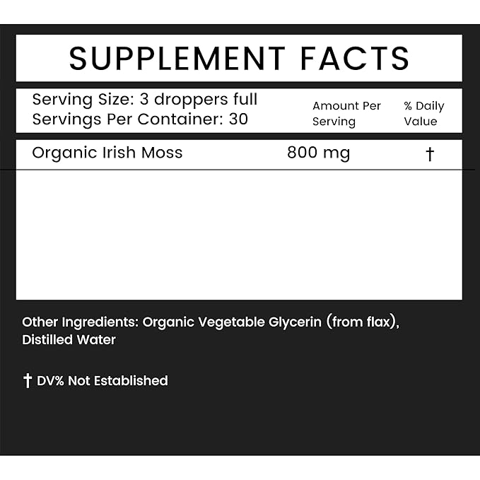 Organic Irish Moss - 2 oz in Glass Bottle - Khroma Herbal Products - Organic Sea Moss