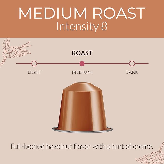 Camilla’s Heritage - Intensity 8 Hazelnut Flavored Espresso Coffee Gourmet Espresso Cups 60 Coffee Pods