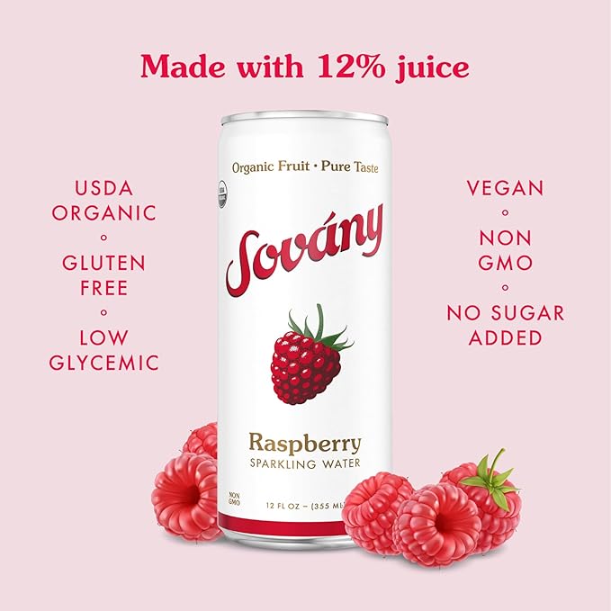 Sovány Flavored Sparkling Water Variety Pack Seltzer Water Drinks USDA Organic Made With Real Fruit Non-GMO Vegan No Added Sugar Low Calorie Tangerine Raspberry &amp Green Apple 12 fl oz