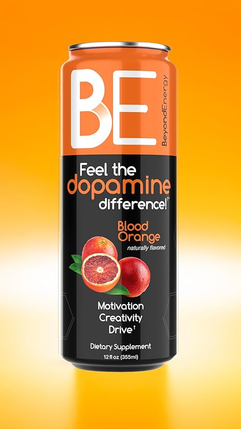 Beyond Energy - 12 Pack - Blood Orange Herbal Energy Drink Naturally Sourced L-Dopa with Mucuna Pruriens Aminos Antioxidants 200mg Caffeine - (Blood Orange)