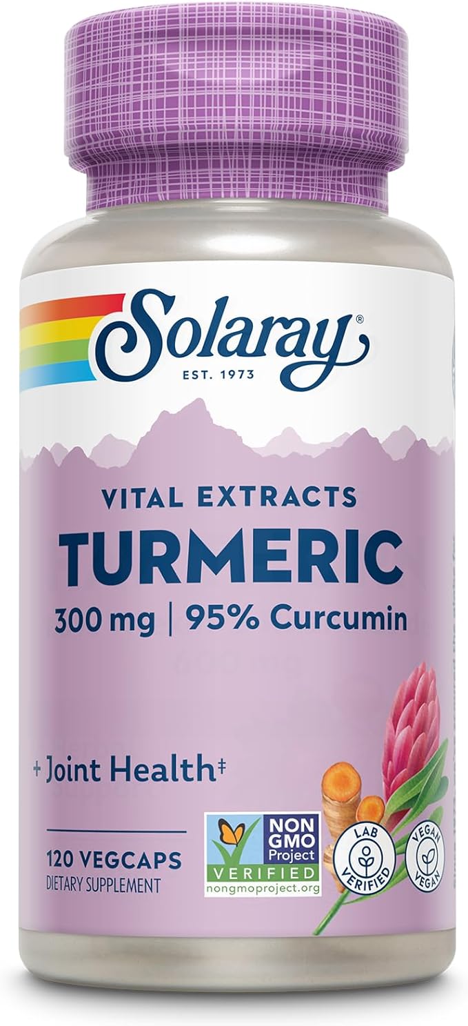 SOLARAY Turmeric Supplement 300 mg - Turmeric Root Extract with 95% Curcumin - Joint Support Supplement for Joint Health and Comfort - Non-GMO Vegan Gluten Free 60-Day Guarantee 120 Servings