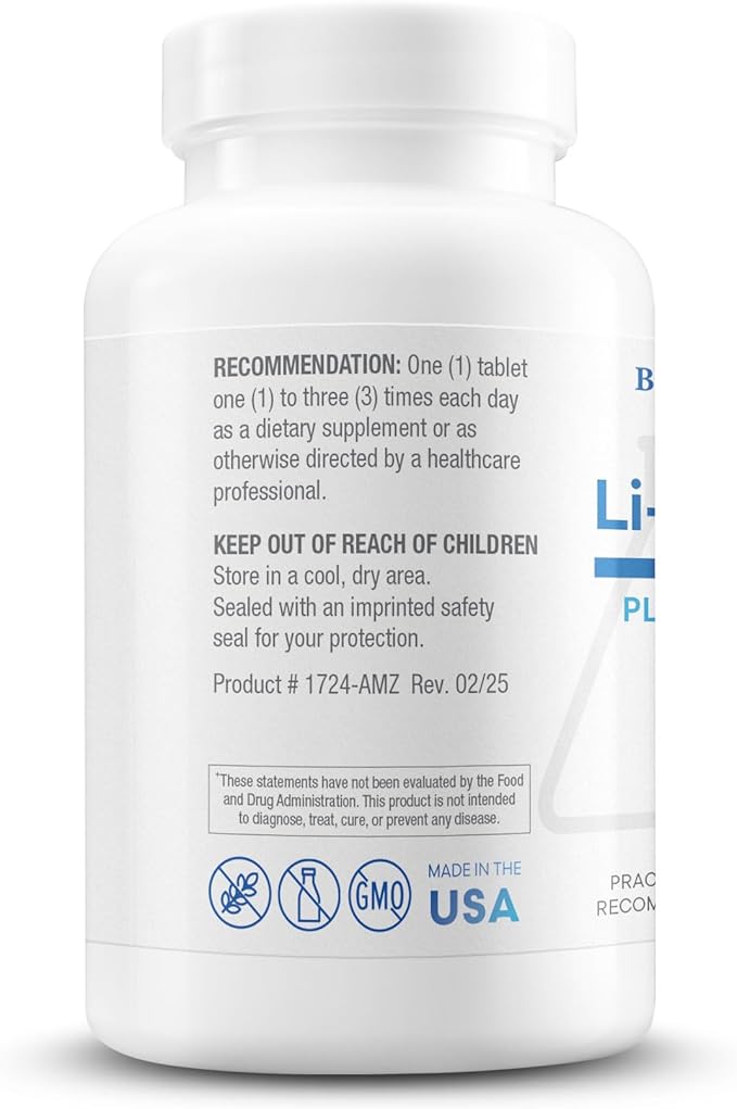Biotics Research Li Zyme Forte Plant-sourced phytochemically Bound Lithium Supports Brain Function Memory and Mood Support100 Tablets