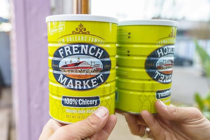 French Market 100% Pure Ground Dark Roast Chicory Caffeine Free 16oz Can (Pack of 6)