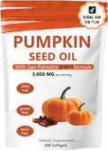 Pumpkin Seed Oil Capsules 2 in 1 Pumpkin Seed Oil with Saw Palmetto for Hair Growth 3000mg Per Serving Cold Pressed Supports Hair Heart Skin Supplement Non-GMO Gluten Free 300 Softgels