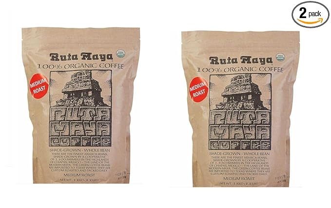 Ruta Maya Organic Medium Roast Whole Bean Coffee 2 Count - 2.2 Lbs. Each