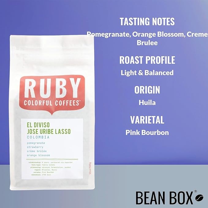 Colombia Jose Uribe Lasso - Roasted by Ruby Coffee Roasters - Freshly Ground Coffee - 12 Ounce Bag