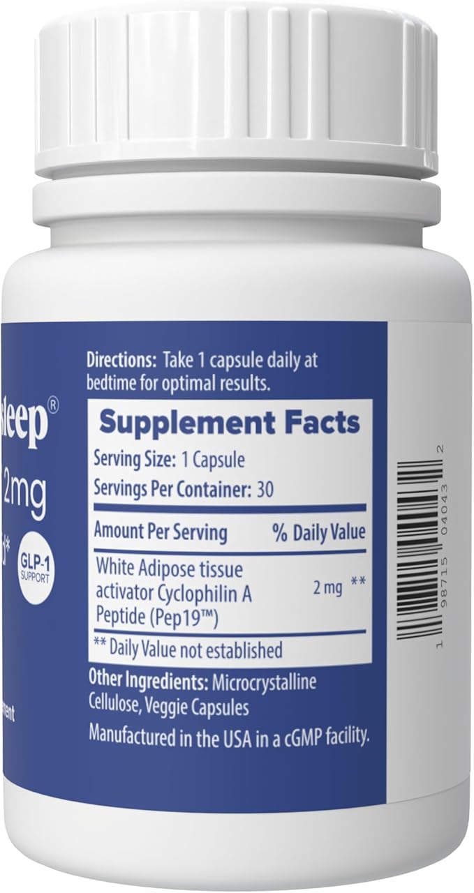 PEP19 Sleep Aid Peptide Supplement – Supports Deep Restful Sleep Non-Habit Forming 30 Capsules