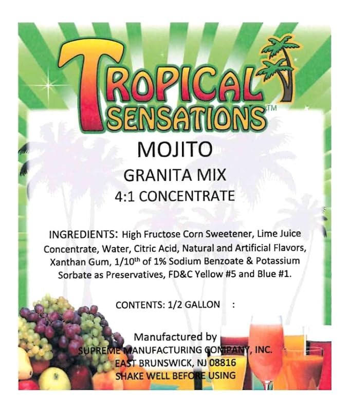 Tropical Sensations Mojito Granita Slushie Mix – 6 Bottles 64 oz Each – Non-Alcoholic Frozen Drink Mix for Slush Machines – Bulk Case
