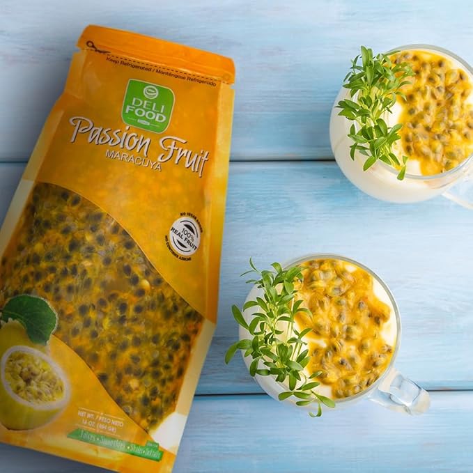 Passion Fruit pulp 100% Fruit No added sugar Maracuya real fruit for drinks juices cocktails desserts sauces and nutrient rich smoothies Pack of 2 Total 32oz