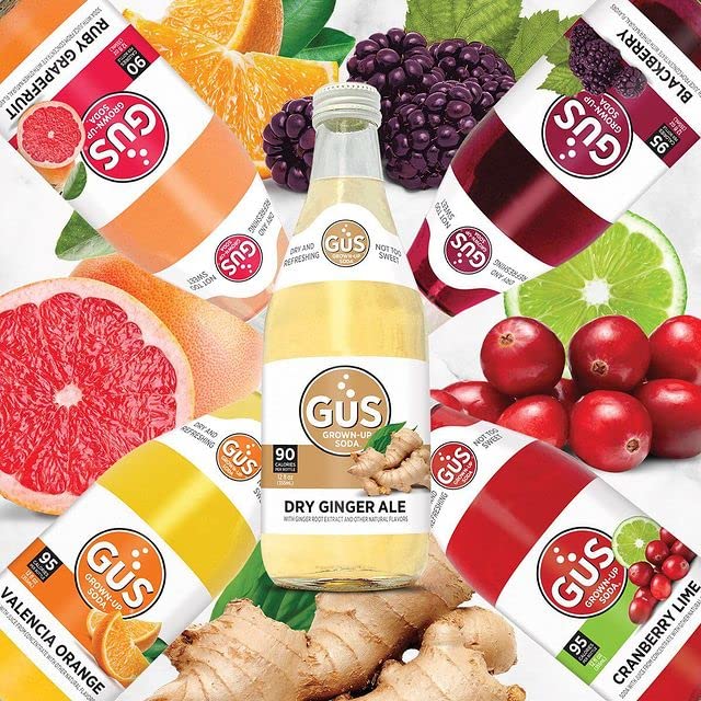GuS Grown-Up Soda | Lightly Sweetened Sodas with Real Juices | 12 Fl Oz (Pack of 24) (Dry Meyer Lemon)