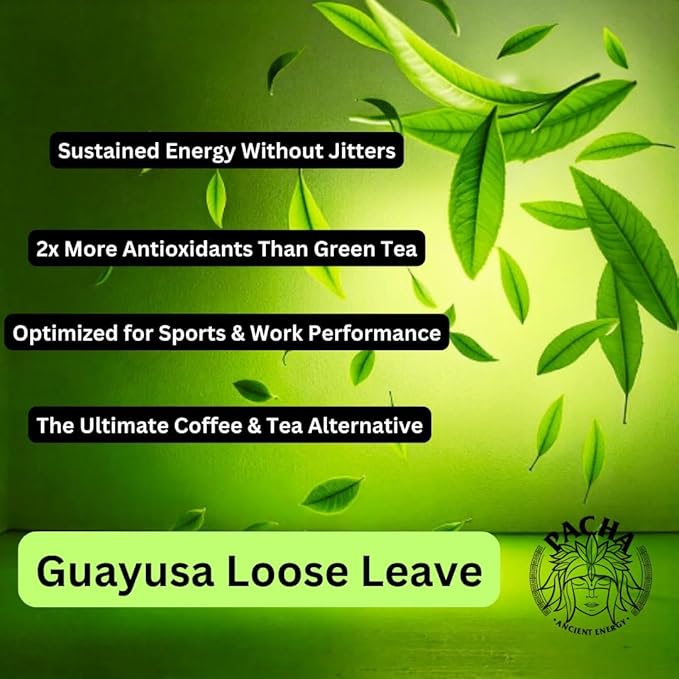Pacha Ancient Energy Guayusa Tea – 50 Tea Bags | 10g leaf in each | Organic Loose Leaf Tea | Traditional Guayusa Loose Leaf | 164mg Caffeine + Antioxidants &amp L-Theanine | Yerba Mate &amp Coffee A