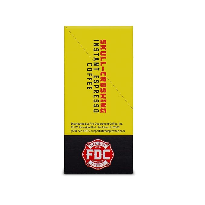 Fire Department Coffee Skull-Crushing Espresso Dark Roast Instant Coffee Packets - 60 Single Serve Packets - Gives Back to Firefighters - Veteran Owned