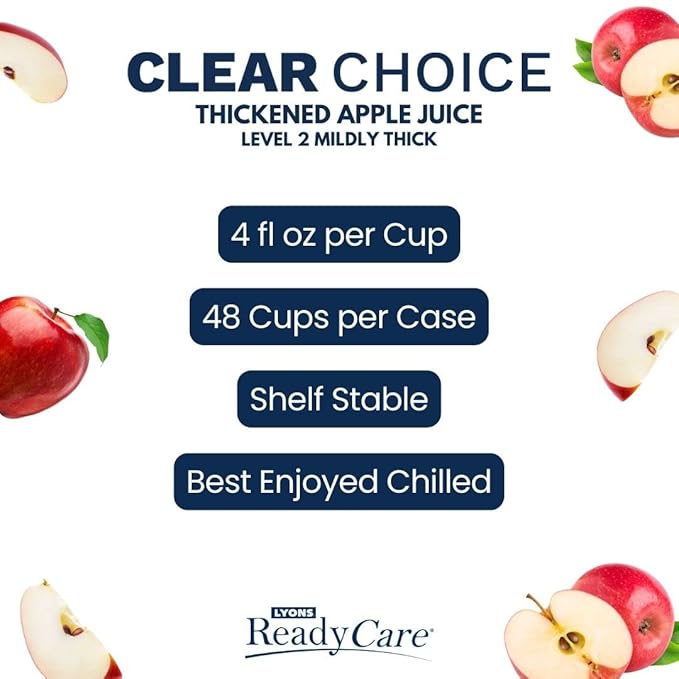 Lyons ReadyCare Thickened Apple Juice for Dysphagia &amp Swallowing Difficulty - Nectar Consistency Level 2 Mildly Thick - 4 fl oz (48 pack)
