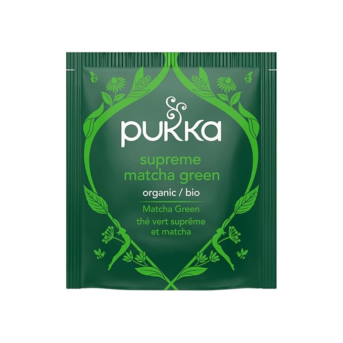 Pukka Supreme Matcha Green Organic Herbal Tea 20 individually wrapped Tea Bags (Pack of 6)