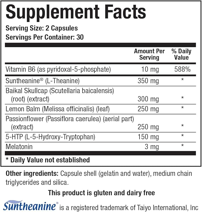 Biotics Research Alpha Theta Ultra PM L Theanine Passionflower Lemon Balm Supports GABA Serotonin Regulates Circadian Rhythms 60 Capsules
