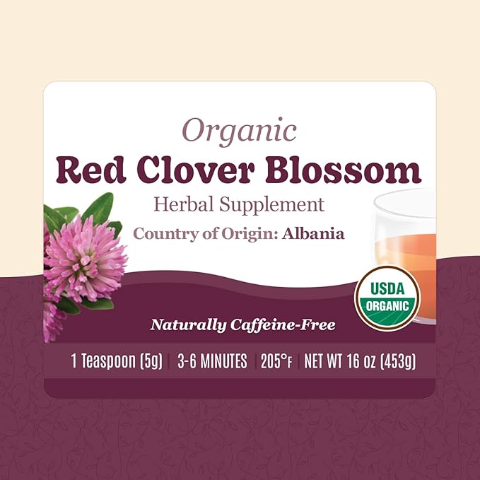 Organic Positively Botanicals Company Red Clover Blossoms Herbal Tea Loose Leaf Botanical 16 Ounce